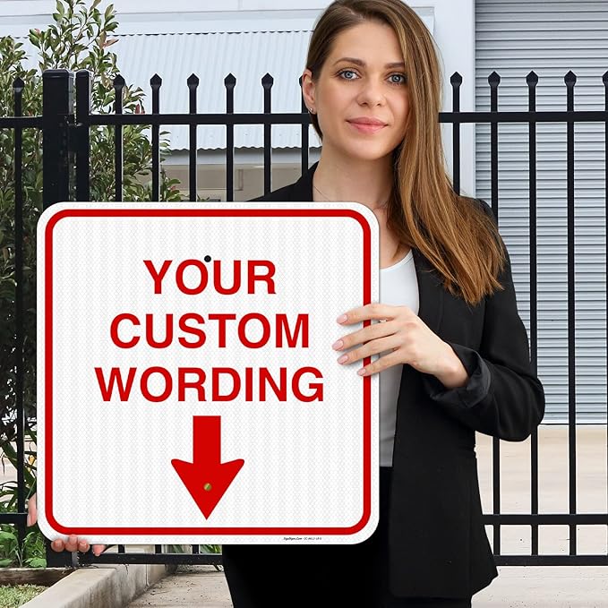 Custom Personalized, With Down Arrow Sign, 18x18 Inches, 3M EGP Reflective .063 Aluminum, Fade Resistant, Made in USA