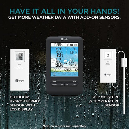 Logia 18-in-1 Wireless Weather Station with 7-in-1 Solar Sensor Array & 4-Day Forecast, Wi-Fi & Large Color Display, Wind Speed/Direction, Rainfall, UV Index, Light Intensity, Temperature & Humidity