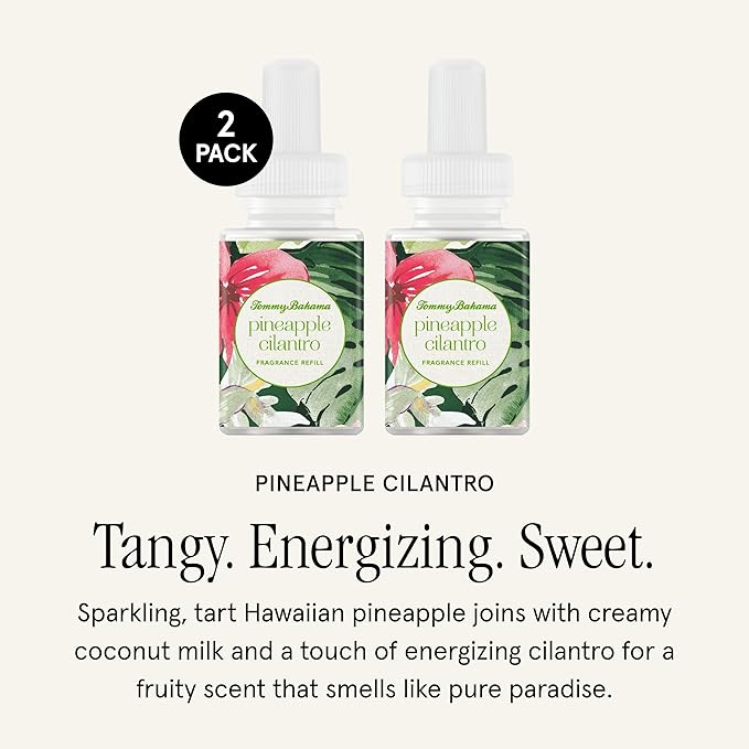 Pura & Tommy Bahama Home Scent Refill - Smart Home Air Diffuser - Up to 120-Hours of Luxury Fragrance per Refill - Home Essential - Clean & Safe Diffuser Fragrance - 2 Pack, Pineapple Cilantro