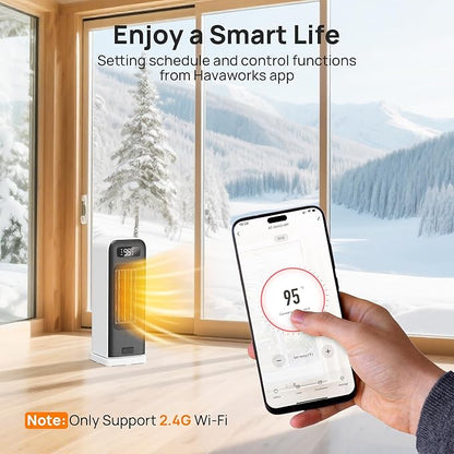 Space Heaters for Indoor Use, Smart Portable Electric Heater with Thermostat, WiFi and Voice Control, 12H Timer, 4 Modes, 36dB 1500W PTC Ceramic Safety Heat for Office Bedroom Home 1Pack White