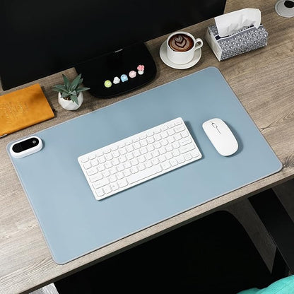 Konohan Heated Large Desk Mat PU Leather Warm Mouse Pad with 5 Heating Level & 4 Hour Auto Shut-Off Heating Keyboard Pad Warmer Gaming Mice Mat Only Supports 110v(Gray-Blue Color,23.6"x 14.2")