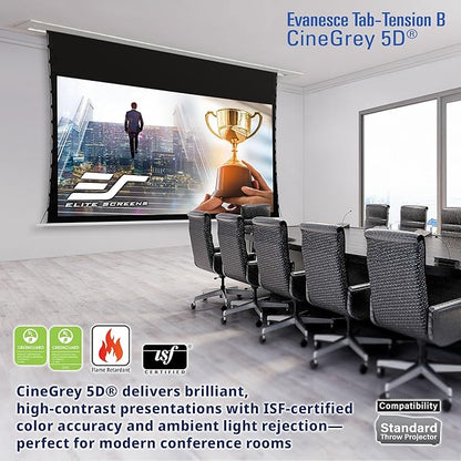 Elite Screens Evanesce Tab-Tension B CineGrey 5D, 106-inch 16:9, in Ceiling Concealed Electric Motorized Drop Down Projector Screen w Ambient Light Rejecting CG5D Projection Material, ETB106HD5-E16