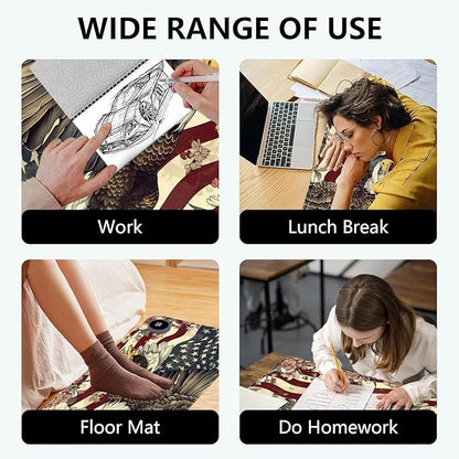 Heated Mouse Pad with 3 Levels Heated & 3 Hours Auto Shut-Off Mouse Pad for Warming Hands in Office Home, 31.5" x 13"Large Safe Desk Mat Hand Warmer，Flying Eagle Flag Flowers