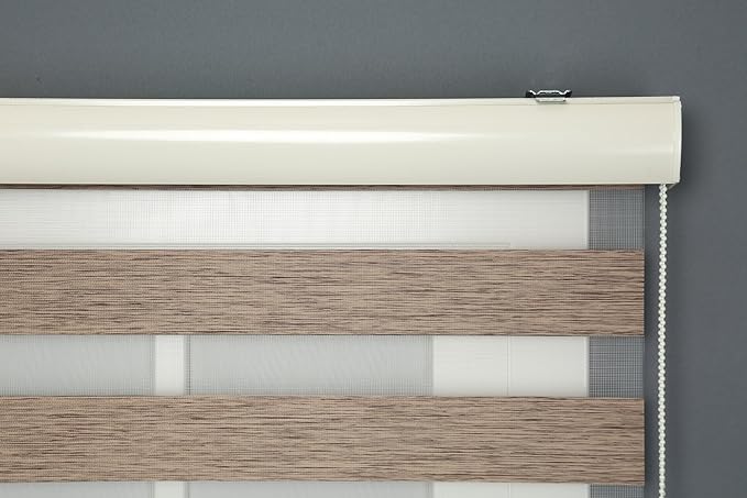 Shadesu Custom Size Zebra Blinds for Windows, 96" W x 72 H, Brown, Dual Layer Free-Stop Zebra Shades, Light Control for Day and Night, Sheer Blinds for Indoor Windows, Bedroom, Kitchen