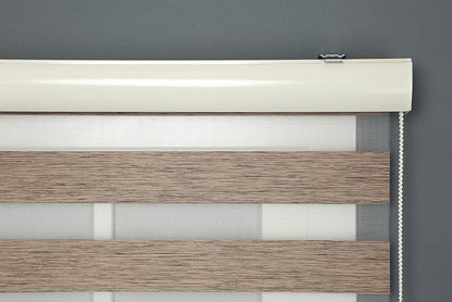 Shadesu Custom Size Zebra Blinds for Windows, 85" W x 72 H, Brown, Dual Layer Free-Stop Zebra Shades, Light Control for Day and Night, Sheer Blinds for Indoor Windows, Bedroom, Kitchen