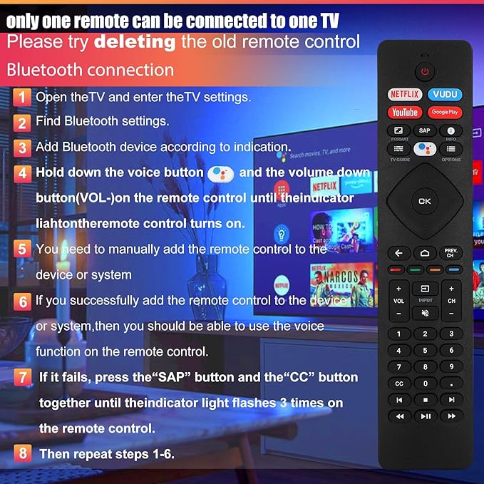 2 Pcs Voice Remote Control for Phillips Voice TV Replacement. Universal Remote Control for Philip 4K UltraHD Smart Android TV with Google Assistant. for Philips 43" 50" 55" 65" 75"