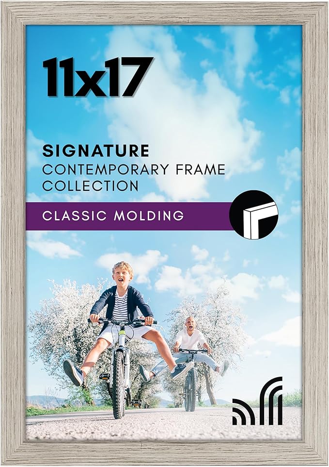 Americanflat 11x17 Picture Frame with Shatter-Resistant Glass - Signature Collection - Gallery-Style Frames Made of Engineered Wood - Photo Frame for Wall Display - Driftwood