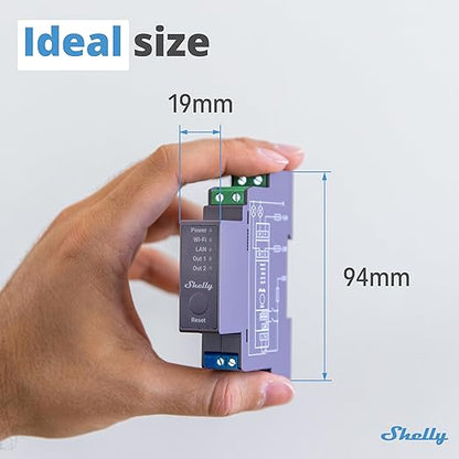 Shelly Pro 2 | Wi-Fi & LAN, 2-Channel Smart Relay | Home & Facility Automation | Compatible with Alexa & Google Home | iOS Android App | Lights Automation | Controller for Motorized Valve