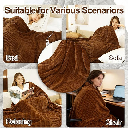 Heated Blanket Electric Queen,Waffle Heating Blanket with 12 Heat Levels, Fast Heating Blanket with 1-12 Timer Settings, Overheat Protection with ETL & FCC for Home Office Sofa-84"x90"