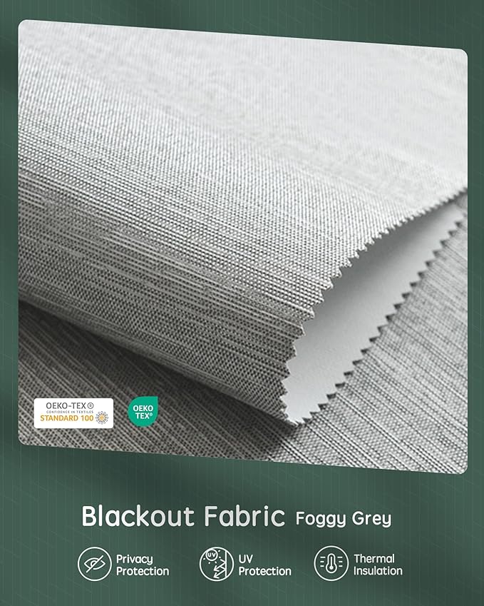 Yoolax Motorized Shades Dual Control, MotionFlex Motorized Roller Shades with App & Manual Control, Pull Down Automatic Shades for Indoor Windows, Custom Size(Blackout Foggy Gray)