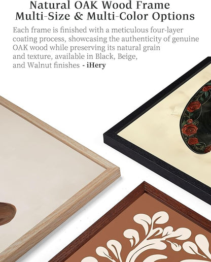 iHery Standard 16x20in Truly Natural OAK Wood Black Color Picture Frame with High Transparency Acrylic Glass Thickened Backboard, Photo Frames Minimalistic Design Narrow Border 1Pack