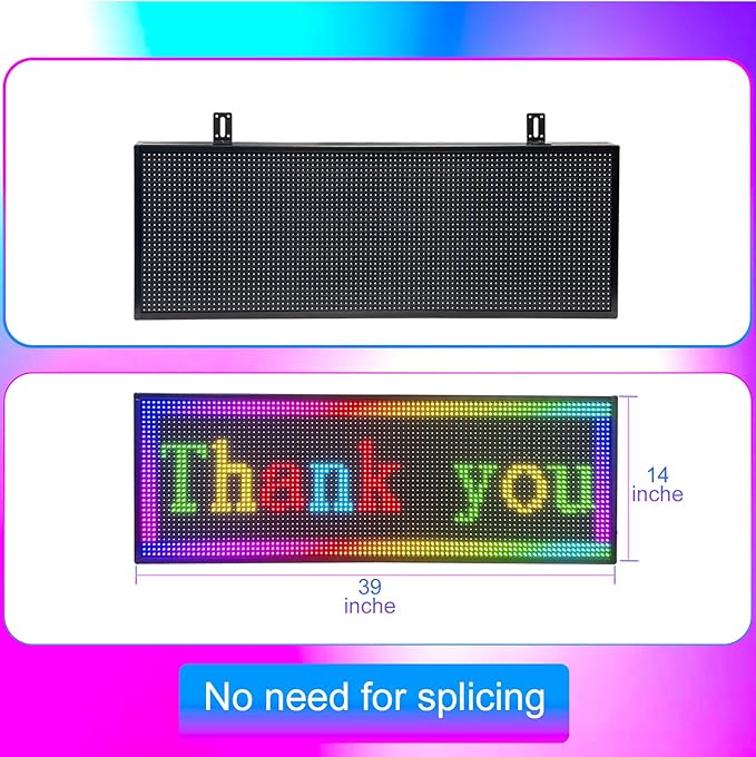 Programmable Scrolling LED Sign Outdoor Signs for Businesses Pantalla LED Para Publicidad Waterproof Digital Display Board - Custom Electronic Message Panel for Wall (Letrero) 39"X14"