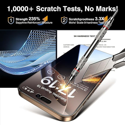EZ-GLAZ- 4 Pack for iPhone 16 Pro Privacy Screen Protector [6.3"] With 2 Pack Camera Lens Protector, 9H+ Hardness 12FT Military Grade Shatterproof Scratch Resistant Durable Tempered Glass Film with Flawless Fit Kit
