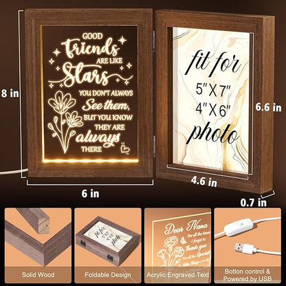 Christmas Gifts for Friends Best Friend Birthday Gifts for Women - Best Friend Picture Frame with Night Light, Unique Friendship Gift for Women Friends Female Men Girls Long Distance Relationship Gift