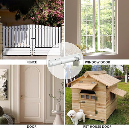 Alise 6 inch Barrel Bolt Latch,Slide Bolt Latch,Heavy Duty Solid SUS304 Stainless Steel Slide Lock for Wooden Fence,Barn Door,Interior or Outdoor Door White MS8000-W