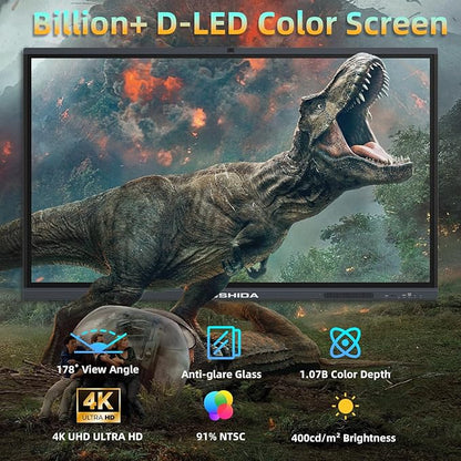 86" Smart Board Google EDLA-Certified 4K Interactive Whiteboard SmartBoard for Classroom & Office Business, Android 14 Touchscreen with 13MP AI Camera 8G RAM+64G ROM, 40-Points, Wall Mount Included