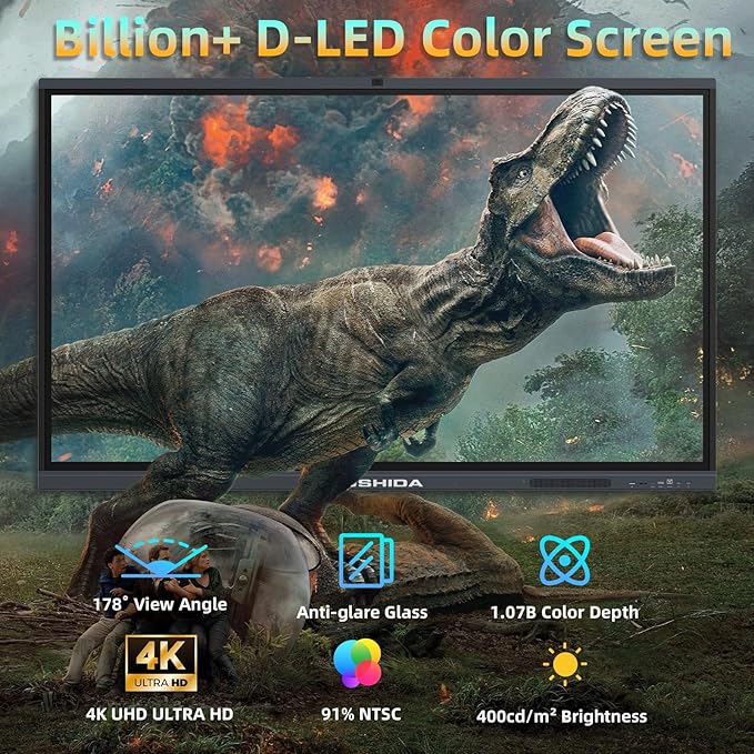 75" Smart Board Google EDLA-Certified 4K Interactive Whiteboard SmartBoard for Classroom & Office, Android 14 Touchscreen with 48MP AI Camera Win11 Pro 8G RAM+256G ROM, 40-Points, Wall Mount