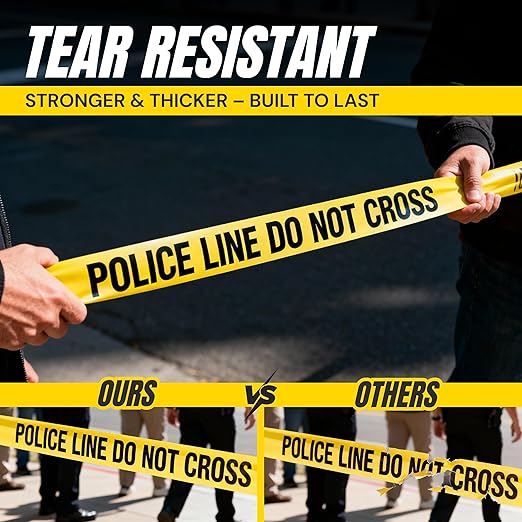 Police Line Do Not Cross Tape 3 inch X 1000 feet • Bright Yellow with a Bold Black Print • 3 in. Wide for Maximum Readability • Tear Resistant