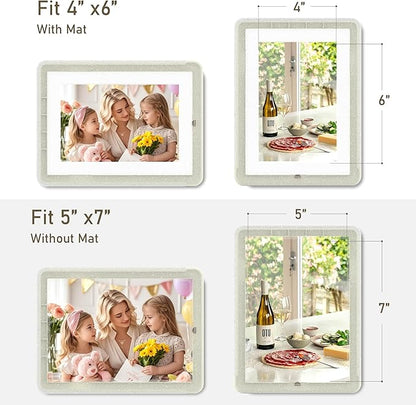 5x7 Picture Frame, Clear Acrylic Photo Frame with White Mat for 4x6 Photos, One-Piece Shatterproof Tool-Free Design, UV-Resistant Waterproof Tabletop Frame for Home Office Decor with 10-Year Warranty