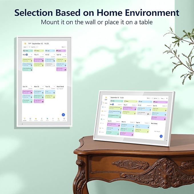 Digital Calendar, 21.5 Inch Electronic Calendar & Chore Chart, Smart Family Organizer with Interactive Touchscreen Display, Wall Mount or Desk Mount in Portrait or Landscape