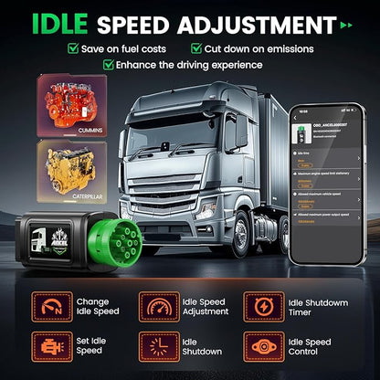 ANCEL HD200 Bluetooth Heavy Duty Truck Scanner, Speed Limit and Idle Reset for Cummins & Caterpillar Engines, J1939/J1708 Diesel Code Reader & All-System Diagnostic Tool, Lifetime Free Updates