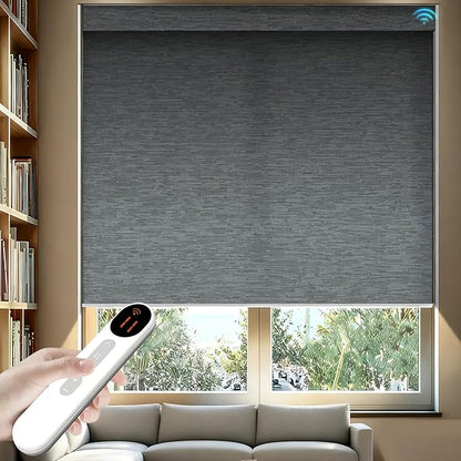 Smart Motorized Blinds – 70% Blackout Roller Shades with Remote, Alexa/Google Home/Siri Control, Matter Compatible, Wireless Rechargeable Battery, Custom Sizes for Windows & Sliding Doors