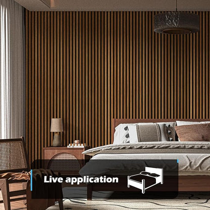 Art3d 2-Pack 48" x 24" Acoustic Wood Panels for Wall, Soundproof Wood Slat Panel for Wall and Ceiling, 3D Fluted Sound Absorbing Paneling for Interior Wall Decor, Living Room, Bedroom - Teak