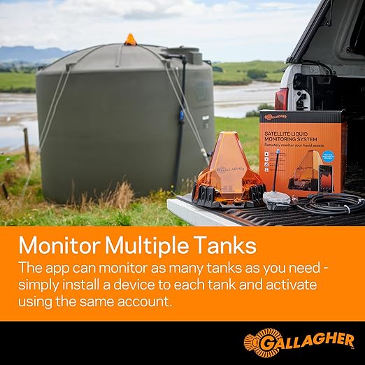 Gallagher Satellite Liquid Monitoring System - Wireless Water Level Indicator for Water Tanks, Troughs, Liquid Fertilizer Tanks & Irrigation - Reliable Satellite Connection Water Level Sensor