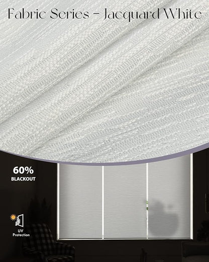 Graywind Motorized Light Filtering Shades Compatible with Alexa Google Rechargeable Remote Control Smart Blinds Automatic Window Shade with Valance for Home Office, Custom Size (Jacquard White)