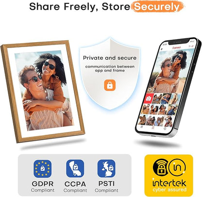 Digital Picture Frame Frameo, 10.1 Inch Digital Photo Frame WiFi, Electric Slideshow Frame 1280 * 800IPS Touch Screen, Auto-Rotate, Share Videos Pictures, 32GB Memory, Gifts for Mom