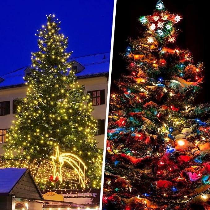 LetsFunny 300 LED Outdoor String Lights, 108FT Twinkle Lights with 8 Lighting Modes, Waterproof Ambient Aesthetic Lighting for Indoor & Outdoor Christmas Tree, Wedding, Party, Halloween Decorations