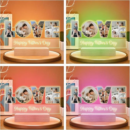 Custom Picture Frames with Photo, Customized Picture Frame, Personalized Photo Frame with Night Light, Personalized Valentines Day Gifts for Dad