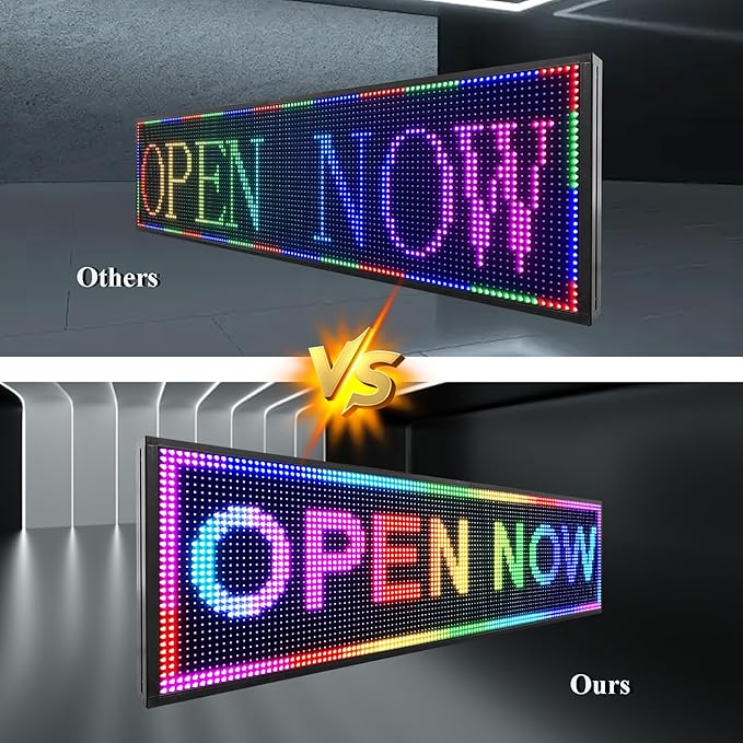 P10 Outdoor Led Sign 52”x14” RGB Full Color WiFi Programmable Bright LED Scrolling Message Display Board, Perfect Solution for Advertising