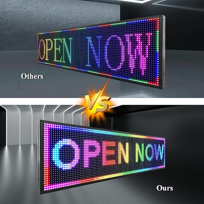 P10 Outdoor Led Sign 52”x14” RGB Full Color WiFi Programmable Bright LED Scrolling Message Display Board, Perfect Solution for Advertising