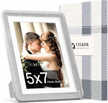 5x7 Picture Frame, Clear Acrylic Photo Frame with White Mat for 4x6 Photos, One-Piece Shatterproof Tool-Free Design, UV-Resistant Waterproof Tabletop Frame for Home Office Decor with 10-Year Warranty