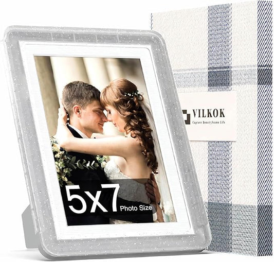 5x7 Picture Frame, Clear Acrylic Photo Frame with White Mat for 4x6 Photos, One-Piece Shatterproof Tool-Free Design, UV-Resistant Waterproof Tabletop Frame for Home Office Decor with 10-Year Warranty