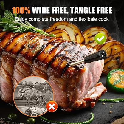 INSMART Wireless Smart Meat Thermometer,330FT Bluetooth Range,100% Waterproof,Precision Cooking Grilling,Multi Sensors,for BBQ,Oven,Grill,Kitchen,Smoker, Rotisserie Turkey Beef (Wood)
