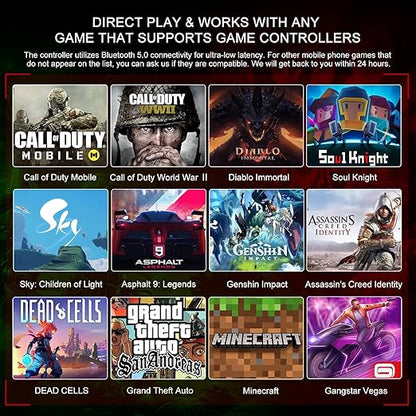 arVin Phone Controller for iPhone 15/14/13/Galaxy S23/S22/S21, Android Gaming Controller Unique Crack Wireless Gamepad with 8 Color RGB Lights/Turbo/Hall Effect Joystick for Call of Duty Mobile/Diablo