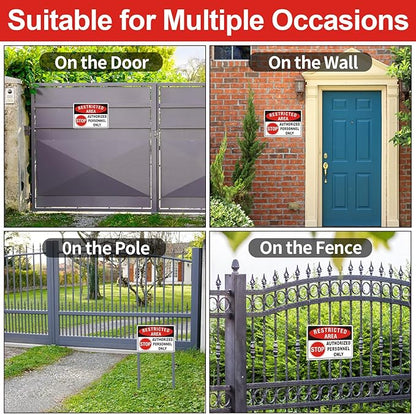 (2 Pack) Restricted Area Sign, Authorized Personnel Only Do Not Enter signs, 10 x 14 Inches Aluminum UV Protected Weatherproof and Easy to Install