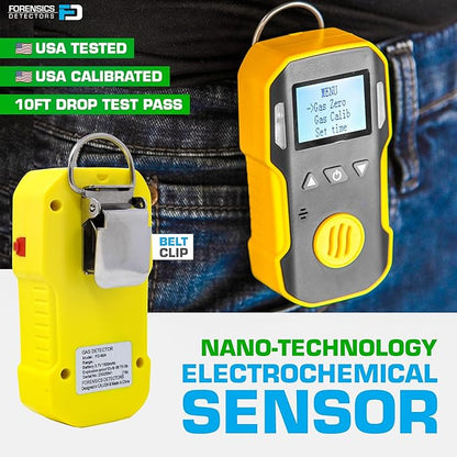 Acid Gas Detector by Forensics | USA NIST Calibration & Certificate | Dust & Explosion Proof | USB Recharge | Sound, Light and Vibration Alarms | 0-10 ppm |