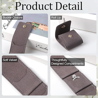logohu 3Pcs Mini Travel Jewelry Bag Foldable, Small Travel Jewelry Case with Buckle, Portable Velvet Jewelrys Organizer for Necklace Ring Earring Bracelet
