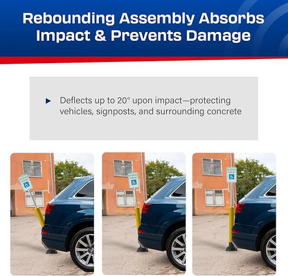 Impact Recovery - SlowStop Rebounding Bollard Sign Post - Handicap Parking Sign - Bollard Post - Made in the USA - 78” Reserved Parking Signage