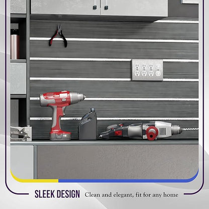 ENERLITES Duplex Receptacle Stainless Steel Wall Plate, Metal Corrosive Resistant Cover for Electrical Socket Receptacles, 4-Gang 4.50" x 8.19", 7724, 430 Stainless Steel, UL Listed, Silver