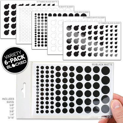 BLOCKED Stackable Webcam/Camera Vinyl Covers | 456 Low-Tack Restickable Webcam Stickers | Multi Finishes, Colors, & Sizes | 6-Pack Variety