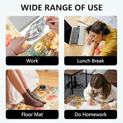 Heated Mouse Pad with 3 Levels Heated & 3 Hours Auto Shut-Off Mouse Pad for Warming Hands in Office Home, 23.6" x 14.2"Large Safe Desk Mat Hand Warmer，Colorful Flowers