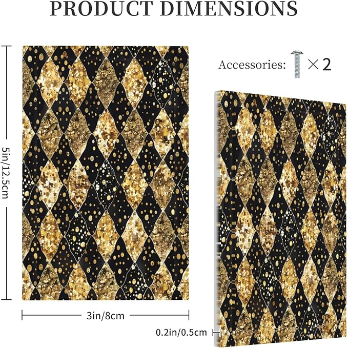 Gold Black Marble Geometric Plaid Glitter Light Switch Cover Plate 1 Gang No Device Blank Decorative Switch Plate Electrical Wall Plates Faceplate for Bedroom Bathroom Decor