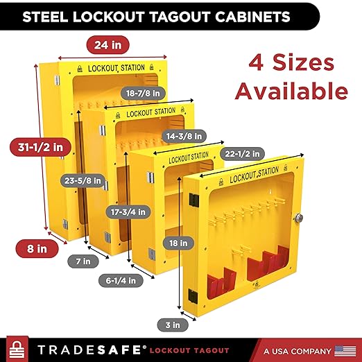 TRADESAFE Lockout Tagout Cabinet, Lock Out Tag Out Station Unfilled - No Loto Devices Included, Wall-Mountable Lockout Tagout Station Cabinet, Loto Box 24 x 8 x 31-1/2 inches