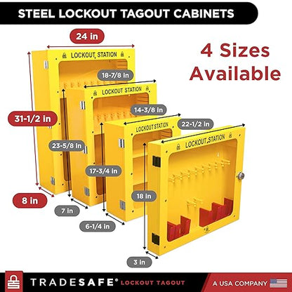 TRADESAFE Lockout Tagout Cabinet, Lock Out Tag Out Station Unfilled - No Loto Devices Included, Wall-Mountable Lockout Tagout Station Cabinet, Loto Box 24 x 8 x 31-1/2 inches