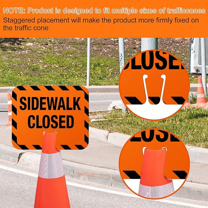 9 Pcs Plastic Sidewalk Closed Sign Bulk for Traffic Cones Top Road Warning Signs 10.4" Height x 12.6" Width x 0.05" Thickness for Outdoor Barricade Construction Caution