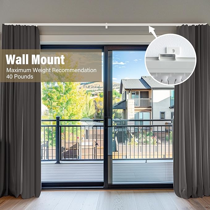 Ceiling Curtain Tracks,Curtain Track Wall Mount,Track Curtains Rod Ceilings Mount Heavy Duty Ceiling Tracks for Curtains Room Divider Rod with Hooks,White 3-6ft